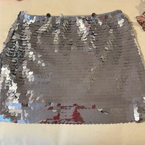 Silver Sequin Mini Skirt - Shimmery Party Skirt